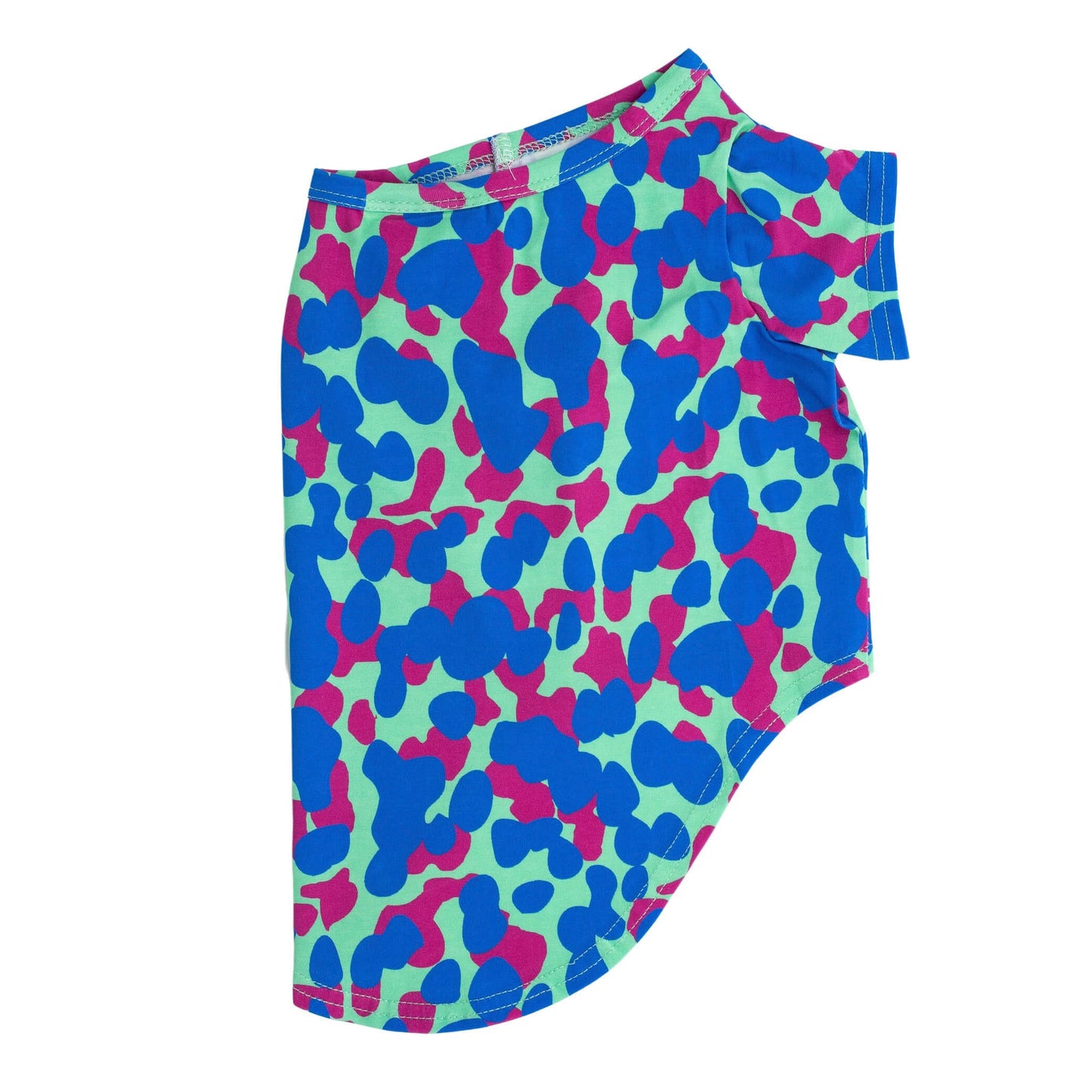 Side flat lay of Vibrant Hounds Painted on dog tee.