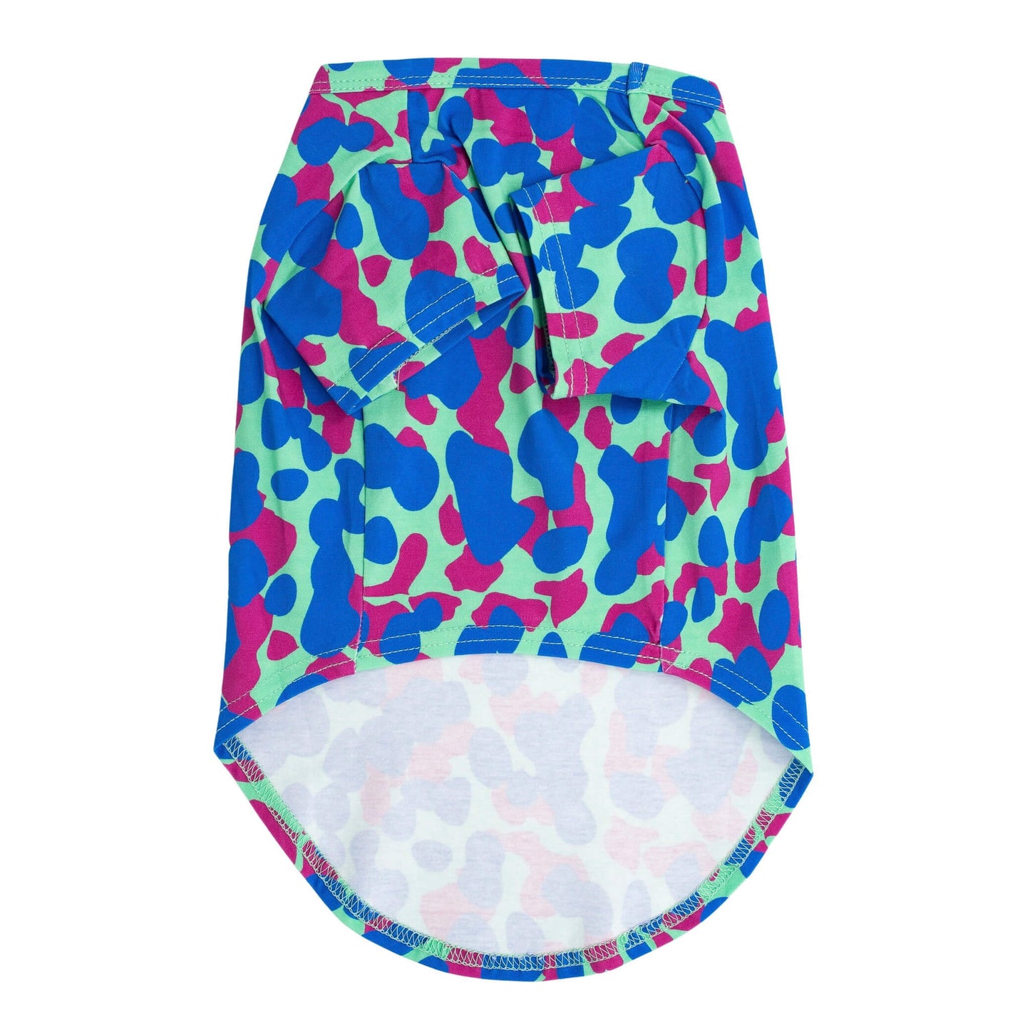 Front flat lay of Vibrant Hounds Painted on dog pyjamas.