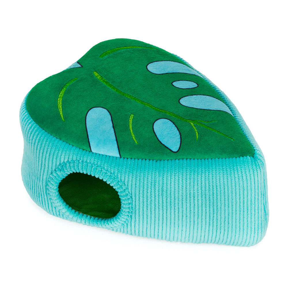 ZippyPaws Burrow flamingos in monstera leaf interactive hide and seek plush dog toy – another view