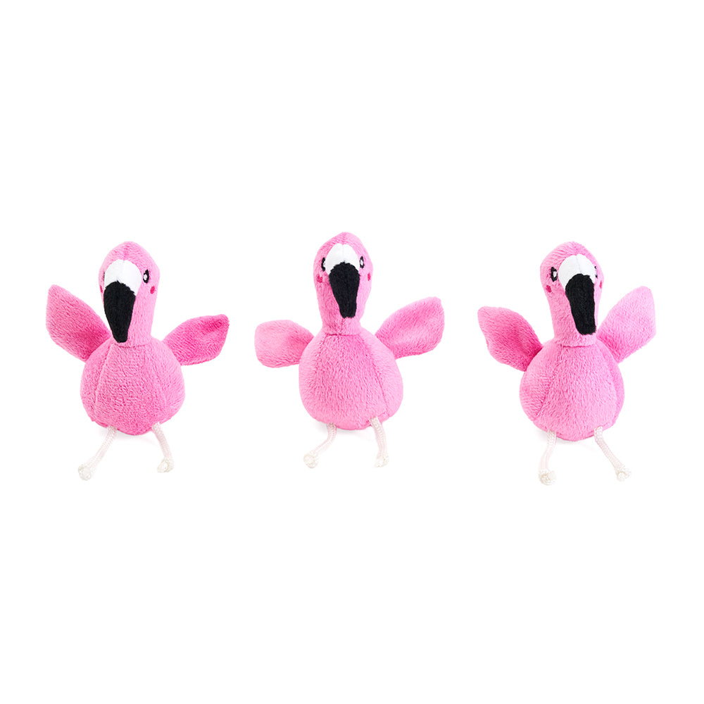 ZippyPaws Burrow flamingos in monstera leaf interactive hide and seek plush dog toy – another view