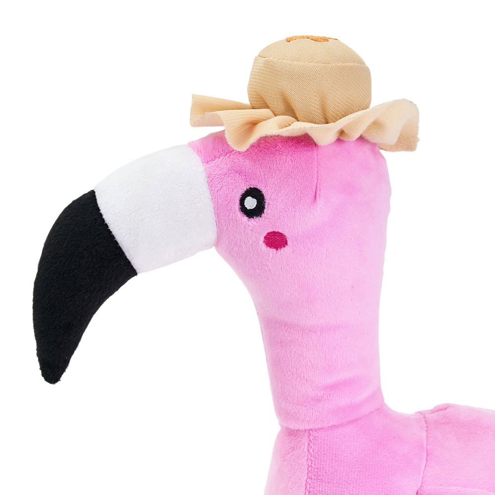 ZippyPaws Freya the Flamingo crinkle plush dog toy with rope legs – another view