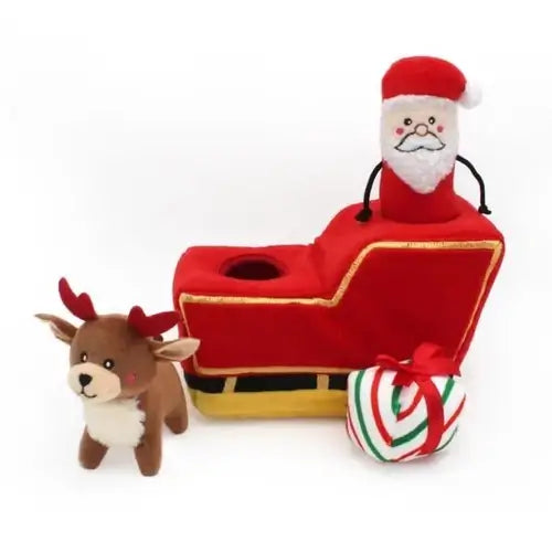 Dog Toy: Zippy Paws Holiday Burrow - Santa's Sleigh