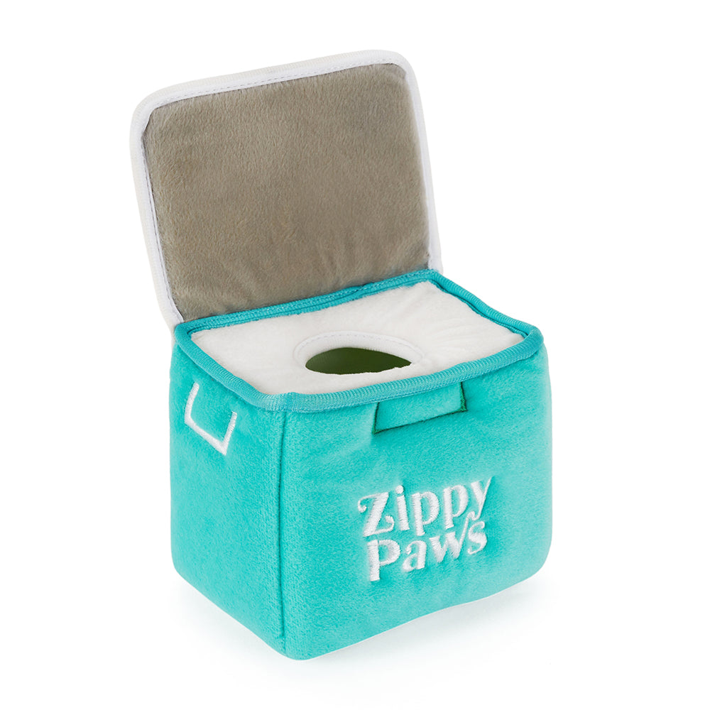 ZippyPaws Zippy Burrow esky interactive dog toy with 3 squeaky plush beers – another view