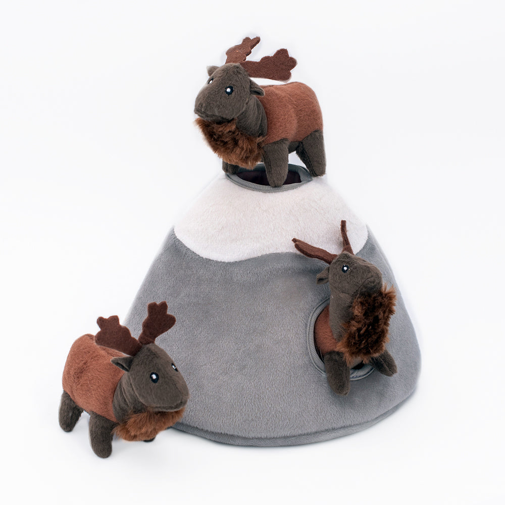 ZippyPaws Elk Mountain Zippy Burrow interactive hide and seek plush dog toy – another view
