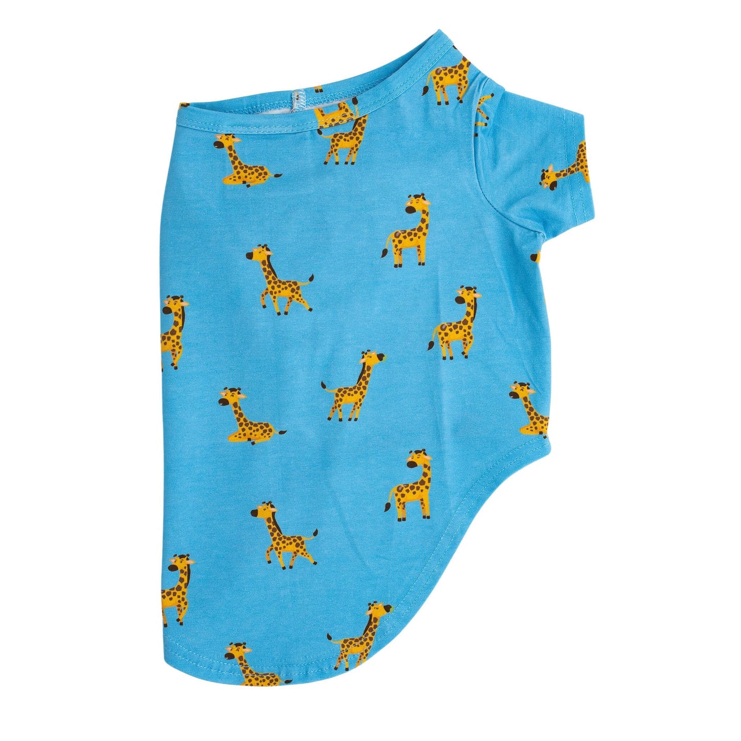 Side flat lay of Vibrant Hound's Gerald the Giraffe pyjamas for dogs. 
